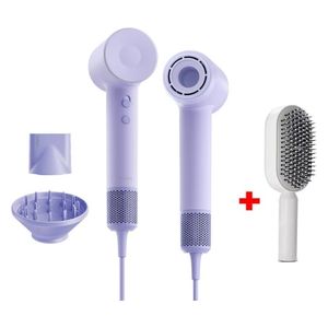 Laifen SE2 - High-Speed Hair Dryer - 1400W - Smart Temperature Control - Purple + Hair Brush