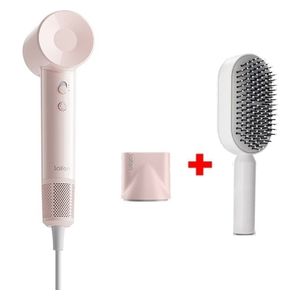 Laifen SE Lite - 1400W - Hair Dryer with Powerful Airflow and Precise Temperature Control - 2.5m - Pink + Hair Brush
