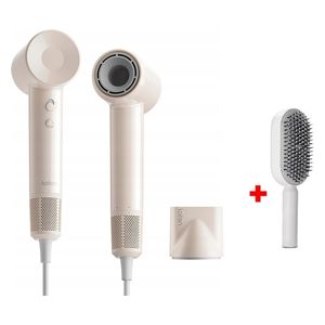 Laifen SE Lite - 1400W - Hair Dryer with Powerful Airflow and Precise Temperature Control - 2.5m - MilkTea + Hair Brush