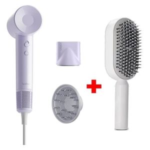 Laifen SE Lite - 1400W - Hair Dryer with Powerful Airflow and Precise Temperature Control - 2.5m - Purple + Hair Brush