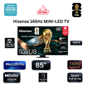  شاشة هايسنس 85 انش - Mini LED - 4K - تلفزيون ذكي - 165 هيرتز - فيدا - U8Q - اسود 