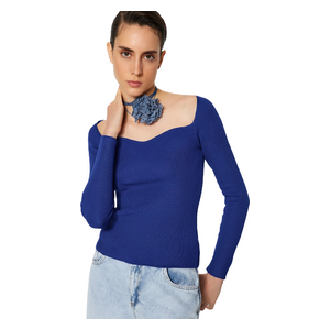 Trendyolmilla Heart Collar Knitwear Sweater - Blue