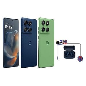 موتورولا ايدج 60 - بشاشة 6.67 انش 120 هيرتز P-OLED - ميديا ​​تيك دايمنسيتي 7300 - بحجم بطارية 5200 ميلي امبير بسرعة شحن 68 واط + سماعة بلوتوث داخل الأذن موتو بادز