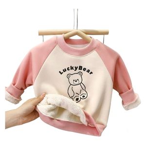  Girls Lucky Bear Fleece-Lined Thick Warm Round Neck Top - 7-8Y 