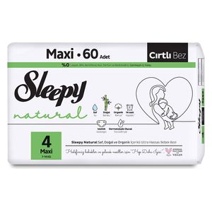  Sleepy Baby Diapers - Size 4 (7-14 kg) - with Bamboo Extract and Organic Cotton - 60 Diapers 