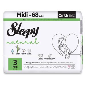  Sleepy Baby Diapers - Size 3 Midi - with Bamboo Extract and Organic Cotton - 68 Diapers 