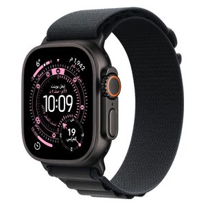 ساعة ابل الترا 3 - مقاس 49 ملم - تيتانيوم اسود - سوار Alpine Loop بلون أسود - الاتصال عبر الأقمار الصناعية - تنبيهات ارتفاع ضغط الدم - ميديم