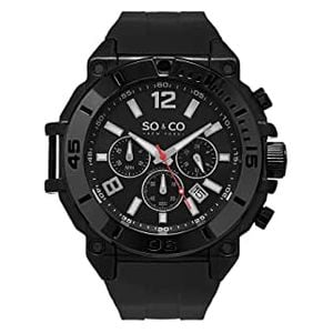 So&Co New York Yacht Timer Men's Black Dial Silicone Band Watch - 5231.2, Analog Display