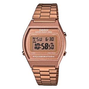  ساعة كاسيو للجنسين B640WC-5ADF - عرض رقمي, سوار من ستانلس ستيل - وردي 