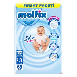  Molfix Midi Diapers for Babies - Size 3 - 68 Pieces 