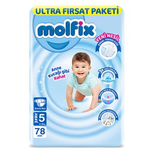  Molfix Junior Ultra Diapers for Babies - Size 5 - 78 Pieces 