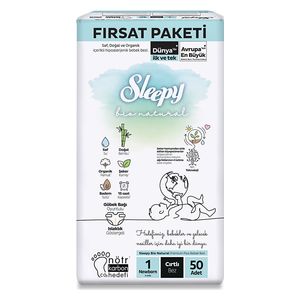  Sleepy Baby Diapers - Size 1 - with Bamboo Extract and Almond Milk - 50 Diapers 