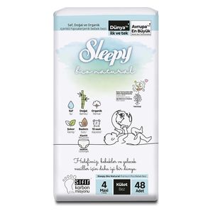  Sleepy Diapers - Size 4 (7-14 kg) - with Bamboo Extract and Organic Cotton - 48 Diapers 