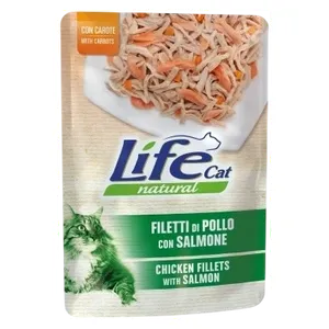 Life Cat Natural Chicken Fillets with Salmon and Carrots Cat Food - 70g