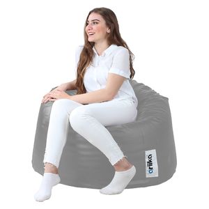  Ariika Cool Leather Bean Bag Chair - Gray 