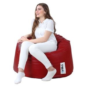  Ariika Willow Leather Bean Bag Chair - Red 