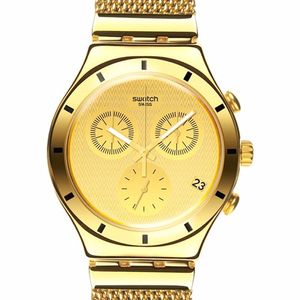  Swatch Watch YCG410GB For Unisex - Analog Display, Stainless Steel Band - Gold 