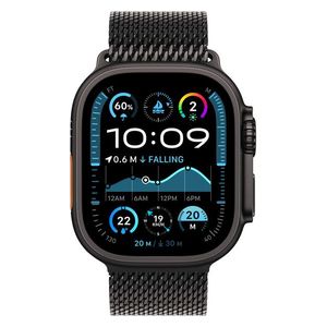ساعة ابل الترا 2 2024 GPS + Cellular - ملم49 - هيكل من التيتانيوم مع حزام ميلانيز اسود تيتانيوم