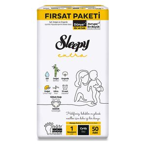  Sleepy Baby Diapers - Size 1 - with Bamboo Extract and Lemon Oil - 50 Diapers 