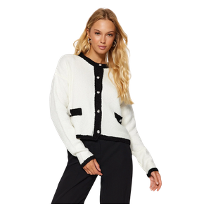 ترينديول ميلا كارديجان منسوج بخيوط بوكليه - أبيض