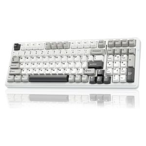 AULA F99 Wireless Mechanical Keyboard - Tri-Mode Connectivity - RGB Backlit Keyboard - White