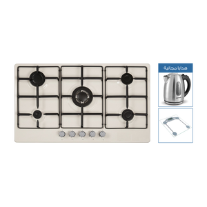  Haier HHB-G90C-CK6302-CS2101 - 5 Burners - Built-In Gas Cooker - Cream + Free Gifts 