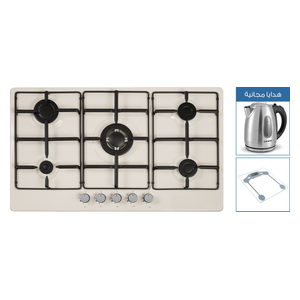  Haier HHB-G90C-CK6302-CS2101 - 5 Burners - Built-In Gas Cooker - Cream + Free Gifts 