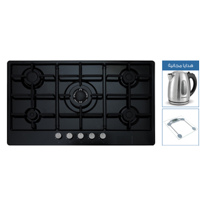 Haier HHB-G90B-CK6302-CS2101 - 5 Burners - Built-In Gas Cooker - Black + Free Gifts 