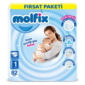  Molfix Newborn Diapers - Size 1 - 82 Pieces 