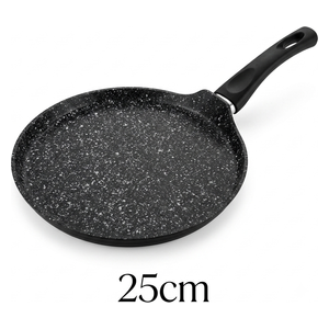  CS Kochsysteme GCP225cm - Crepe Pan - Marble 25 cm - Professional - Black 