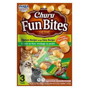 Inaba Churu Fun Bites Chicken Recipe Wraps Tuna Recipe Cat Snack - 3 Piece