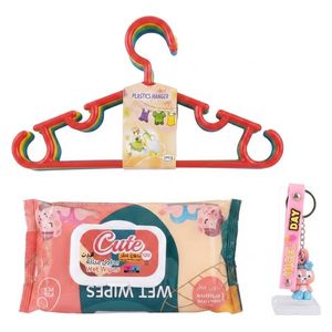  iZoeL k30770 - Kids Bundle Set - Wet Wipes , Hangers , Keychain - Multi Color 