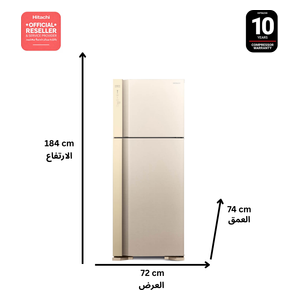  Hitachi HRTN7489DFBEGIQ - Conventional Refrigerator - 450 L - 16 Ft - Inverter - Beige 