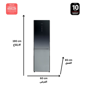  Hitachi R-BG410PUQ6X-XGR - Bottom Freezer Refrigerator - 330L - 12 Ft - Inverter - Gray 
