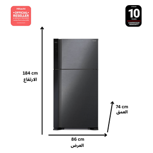  Hitachi R-V765PUQ7-1 BBK - 20ft - Conventional Refrigerator - Black 