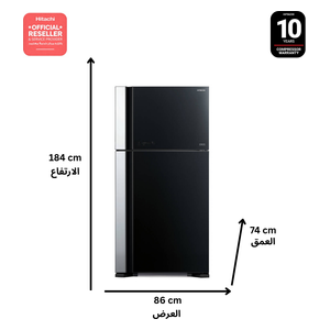  ثلاجة هيتاشي بابين - 23 قدم - R-VG760PUQ7 - اسود زجاجي 