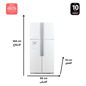  ثلاجة هيتاشي ذات التصميم الفرنسي - 27 قدم - RW760PUQ7X-GPW - ابيض 