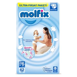 Molfix XL Ultra Diapers for Bigger Babies - Size 6 - 62 Pieces 