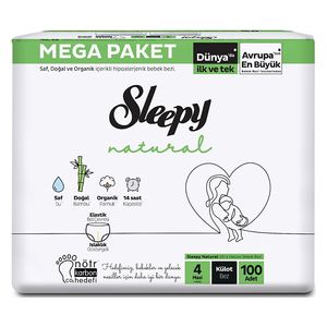 Sleepy Baby Diapers - Size 4 - 7-14 kg - with Bamboo Extract and Organic Cotton - 100 Pieces 