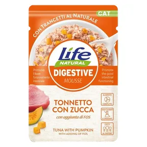 Life Cat Natural Digestive Mousse Tuna with Pumpkin Cat Food - 70g
