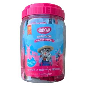  MOOCHIE Fairy Purée Wonder Cottage Tuna, Goat's milk, and Strawberry Cat Snack - 50 piece 