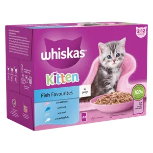 ويسكاس طعام للقطط الصغيرة المفضلات السمكية - 12 قطعة