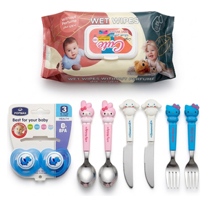  PopMax PO-6054 - Baby Care Set - With Pacifiers, Wet Wipes And Sanrio Cutlery - 18-24 Months - Multi color 