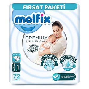  Molfix Premium Newborn Diapers - Size 1 - 72 Pieces 