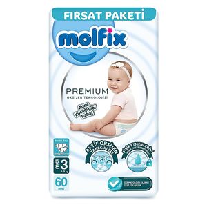  حفاضات مولفيكس بريميوم للأطفال - مقاس 3 - 60 قطعة 
