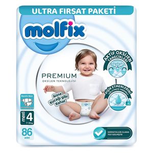  Molfix Premium Ultra Diapers for Babies - Size 4 - 86 Pieces 