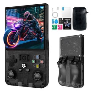  R36S R36MAX - Portable Retro Game Console - 4 inch IPS Screen - Translucent Black 