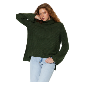 Trendyolmilla Wide Fit Soft Textured Turtleneck Knitwear Sweat - Khaki 