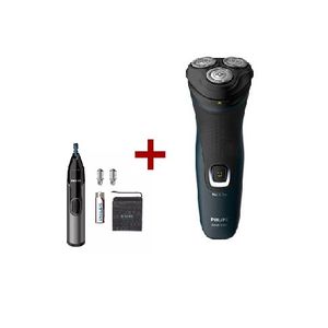 Philips S1121 - Shaver - Black + Philips NT3650 - Ear&Nose Trimmer - Grey