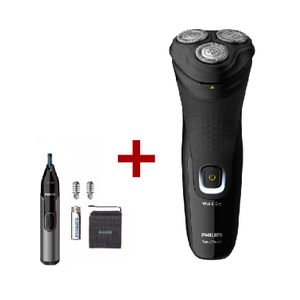 Philips S1223/40 - Shaver - Black + Philips NT3650 - Ear&Nose Trimmer - Grey